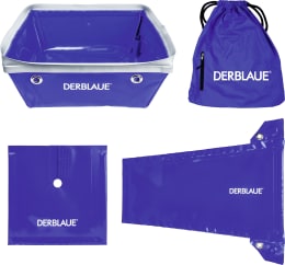 Produktbild: DERBLAUE® Serviceset aus Auffangwanne Profi, Rutsche, Spritzschutz und Beutel