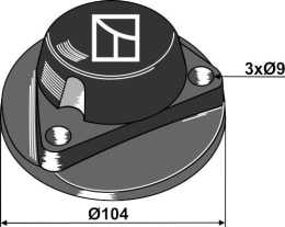 Technische Zeichnung: Industriehof® Lagerdeckel LK 80 mm, Ø außen 104 mm, für Kverneland Sechscheibe