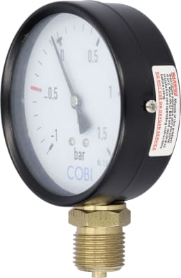 Produktbild: Hücobi Vakuum-Manometer, Anschluss 1/2 unten, -1 bis 1,5 bar, Rote Markierung -0,5 bar, +1,0 bar