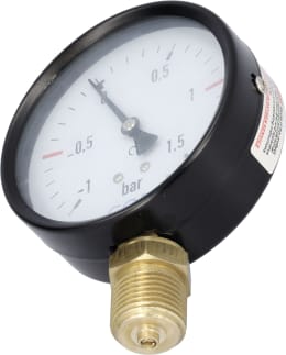 Produktbild: Hücobi Vakuum-Manometer, Anschluss 1/2 unten, -1 bis 1,5 bar, Rote Markierung -0,5 bar, +1,0 bar