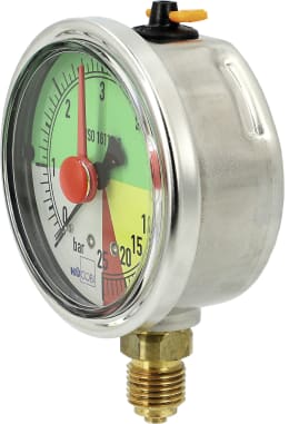 Produktbild: Hücobi Glyzerin-Manometer, Anschluss 1/4 unten, 0 bis 25 bar, nicht flüssigdüngerfest