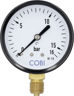 Produktbild: Hücobi Manometer, Anschluss 1/4 unten, 0 bis 16 bar, 8125 006016