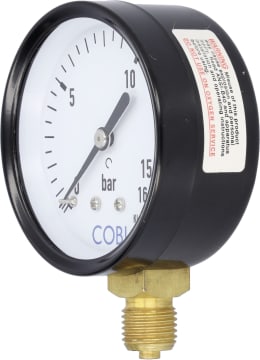 Produktbild: Hücobi Manometer, Anschluss 1/4 unten, 0 bis 16 bar, 8125 006016