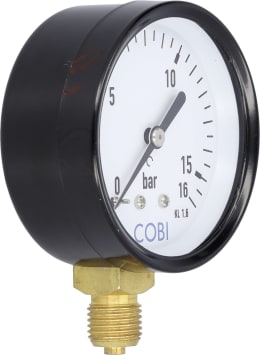 Produktbild: Hücobi Manometer, Anschluss 1/4 unten, 0 bis 16 bar, 8125 006016