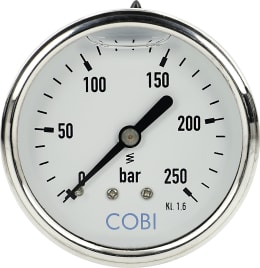 Produktbild: Hücobi Glyzerin-Manometer, Anschluss 1/4 hinten, 0 bis 250 bar