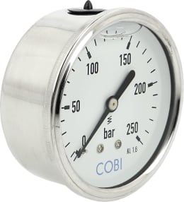 Produktbild: Hücobi Glyzerin-Manometer, Anschluss 1/4 hinten, 0 bis 250 bar
