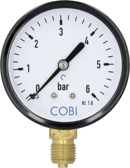 Produktbild: Hücobi Manometer, Anschluss 1/4 unten, 0 bis 6 bar, 8125 006006