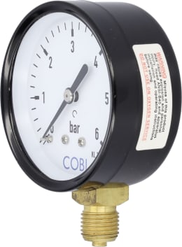 Produktbild: Hücobi Manometer, Anschluss 1/4 unten, 0 bis 6 bar, 8125 006006