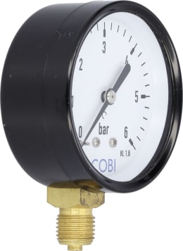 Produktbild: Hücobi Manometer, Anschluss 1/4 unten, 0 bis 6 bar, 8125 006006