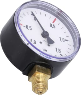 Produktbild: Hücobi Vakuum-Manometer, Anschluss 1/4 unten, -1 bis 1,5 bar, Rote Markierung -0,5 bar, +0,5 bar