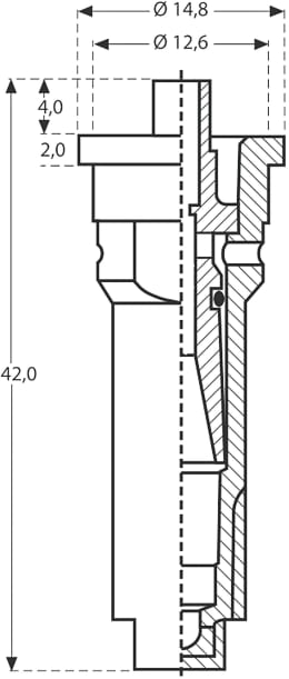 Technische Zeichnung: Lechler Air-Injektor Flachstrahldüse ID 120° Keramik