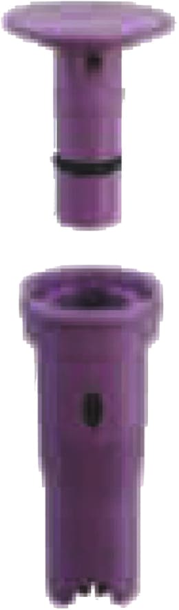 Produktbild: Lechler Air-Injektor Flachstrahldüse ID3 120, violett, POM, Seiten- und Frontansicht