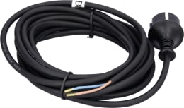 Produktbild: Netzkabel Länge 500 cm Belastbarkeit 2,2 kW, 2 x 1,0 mm², mit vergossenem Schutzkontakt-Stecker