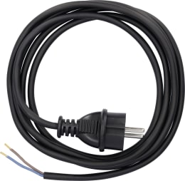 Produktbild: Netzkabel Länge 250 cm Belastbarkeit 2,2 kW, 2 x 1,0 mm², mit vergossenem Schutzkontakt-Stecker