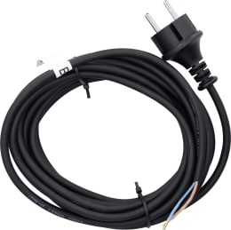 Produktbild: Netzkabel Länge 500 cm Belastbarkeit 2,2 kW, 2 x 1,0 mm², mit vergossenem Schutzkontakt-Stecker
