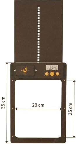 Technische Zeichnung: Hühnerklappe 24,2 x 35,0 cm automatisch für Geflügelställe, von Chick'A®