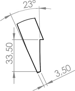 Technische Zeichnung: Scharspitze 485 x 40 x 20 mm hartmetallbeschichtet, für Grubber Horsch