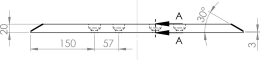 Technische Zeichnung: Scharspitze 493 x 40 x 20 mm Wolfram-Carbidbeschichtung, für Grubber Horsch