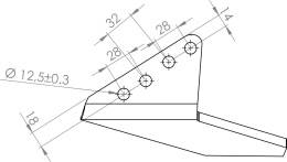 Technische Zeichnung: Scharflügel 216,5 x 176 x 10 mm für Grubber Horsch TerraGrip, Terrano, Tiger