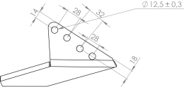 Technische Zeichnung: Scharflügel 216,5 x 176 x 10 mm für Grubber Horsch TerraGrip, Terrano, Tiger
