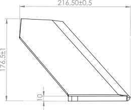 Technische Zeichnung: Scharflügel 216,5 x 176 x 10 mm für Grubber Horsch TerraGrip, Terrano, Tiger