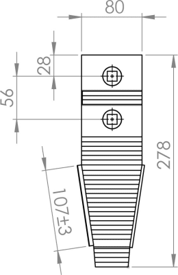 Technische Zeichnung: Scharspitze 278 x 80 x 8/12 mm hartmetallbeschichtet, für Grubber Horsch TerraGrip, Terrano, Tiger