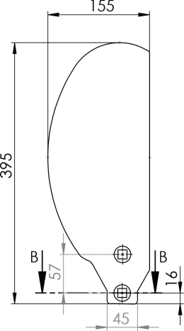Technische Zeichnung: Randblech 395 x 45/155 x 52 mm links/rechts, für Grubber Horsch TerraGrip, Terrano, Tiger