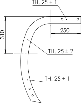 Technische Zeichnung: Schwergrubberstiel 661 x 60 x 25 mm, für Horsch Grubber Horsch Mono, Terrano, Tiger, Samäschine Focus