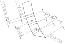 Technische Zeichnung: Schwergrubberstiel 562 x 60 x 25 mm, für Horsch Grubber Terrano, Tiger, Samäschine Focus, Sprinter