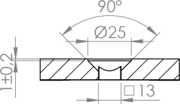 Technische Zeichnung: Scharspitze 242 x 80 x 12 mm Spitze hinten beschichtet, für Grubber Horsch Terra Mulchmix, Tiger