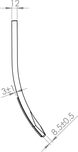 Technische Zeichnung: Scharspitze 242 x 80 x 12 mm Spitze hinten beschichtet, für Grubber Horsch Terra Mulchmix, Tiger