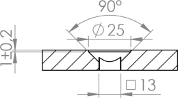 Technische Zeichnung: Scharspitze 242 x 80 x 12 mm Spitze vorn beschichtet, für Grubber Horsch Evo, TerraGrip, Terrano, Tiger