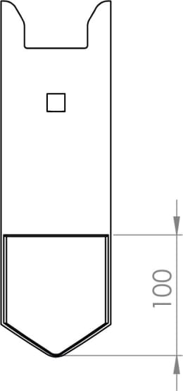 Technische Zeichnung: Scharspitze 242 x 80 x 12 mm Spitze hinten beschichtet, für Grubber Horsch Terra Mulchmix, Tiger