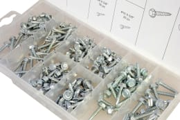 Produktbild: Blechschrauben-Sortiment zöllig, Sechskant- Flanschkopf, 200 St.