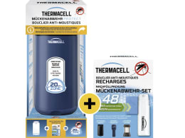 Produktbild: Thermacell Mückenabwehr Protect Navy Blue + 48 Stunden Schutz (12 Plättchen und 4 Gaskartuschen) Nachfüllpack
