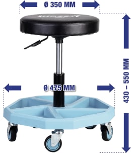 Produktbild: Hazet® Werkstatthocker Höhe 43 – 55 cm, Tragkraft 150 kg, pneumatisch, Werkzeugablage mit Fächern
