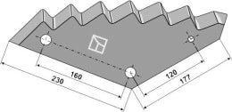 Technische Zeichnung: Industriehof® Messer 177 x 230 x 8 mm, für Mischwagen Trioliet