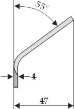 Technische Zeichnung: Industriehof® Fräsmesserklinge 62 x 90 x 4 mm gewinkelt, für Futtermischwagen Frasto, Storti, Walker