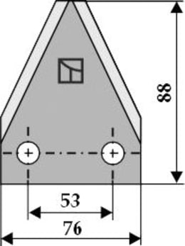 Technische Zeichnung: Industriehof® Fräsmesserklinge 88 x 76 x 3 mm gerade, für Futtermischwagen Luclar, Storti
