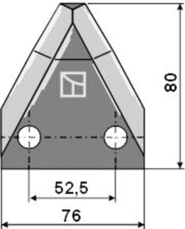 Technische Zeichnung: Industriehof® Fräsmesserklinge 80 x 76 x 3 mm gewinkelt, für Futtermischwagen Faresin