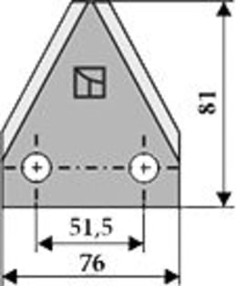 Technische Zeichnung: Industriehof® Fräsmesserklinge 81 x 76 x 3 mm gerade, für Futtermischwagen Gilioli, Himel, Italmix