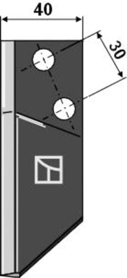 Technische Zeichnung: Industriehof® Fräsmesserklinge links 90 x 40 x 4 mm, gewinkelt, für Futtermischwagen Sgariboldi, 70-574