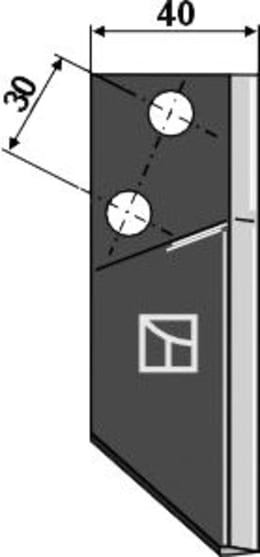 Technische Zeichnung: Industriehof® Fräsmesserklinge rechts 90 x 40 x 4 mm, gewinkelt, für Futtermischwagen Sgariboldi