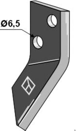 Technische Zeichnung: Industriehof® Fräsmesserklinge rechts 90 x 40 x 4 mm, gewinkelt, für Futtermischwagen Sgariboldi