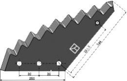 Technische Zeichnung: Industriehof® Messer 344 x 265 x 8 mm, für Mischwagen Strautmann
