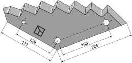 Technische Zeichnung: Industriehof® Messer 177 x 225 x 8 mm, für Mischwagen JF-Stoll