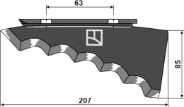 Technische Zeichnung: Industriehof® Messer 207 x 85 x 6 mm hartmetallbeschichtet, für Mischwagen Keenan, 70-303