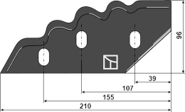 Technische Zeichnung: Industriehof® Messer 210 x 96 x 5 mm, für Mischwagen Sgariboldi, 70-279