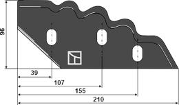 Technische Zeichnung: Industriehof® Messer 210 x 96 x 5 mm, für Mischwagen Sgariboldi, 70-278