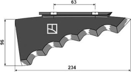 Technische Zeichnung: Industriehof® Messer 234 x 96 x 5 mm hartmetallbeschichtet, für Mischwagen Keenan, 70-297